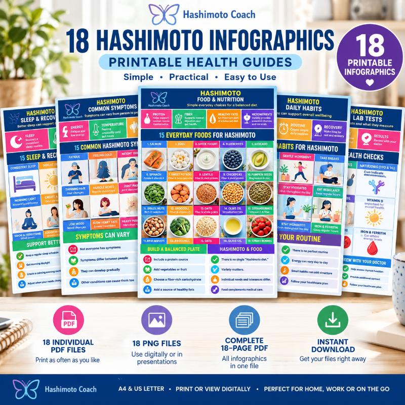 Hashimoto Coach Visual Guide Series | 18 Printable Health Infographics