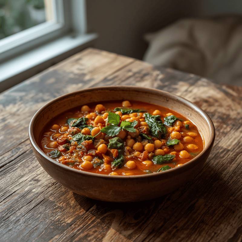 🍲 Chickpea Spinach Stew (Light Version)