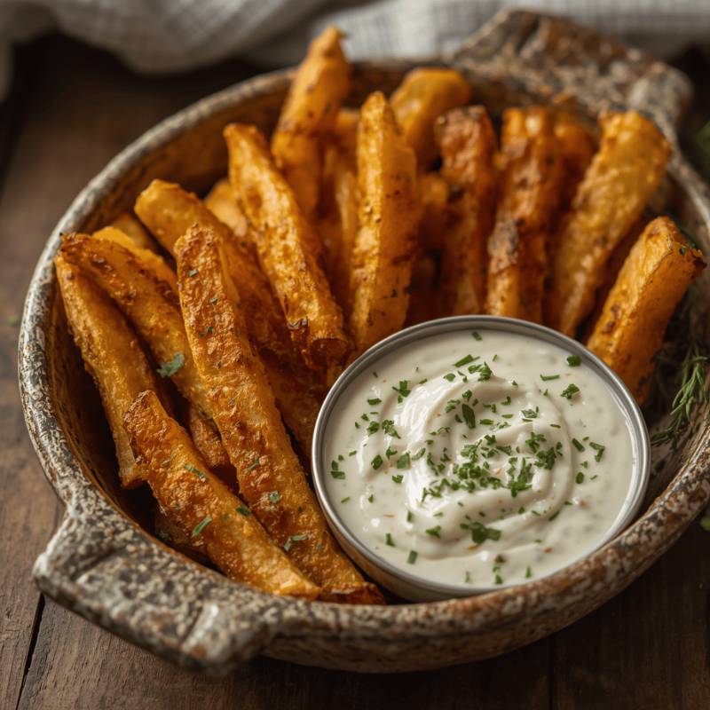 🥔 Pastinaakfriet met Knoflook-Avocadodip