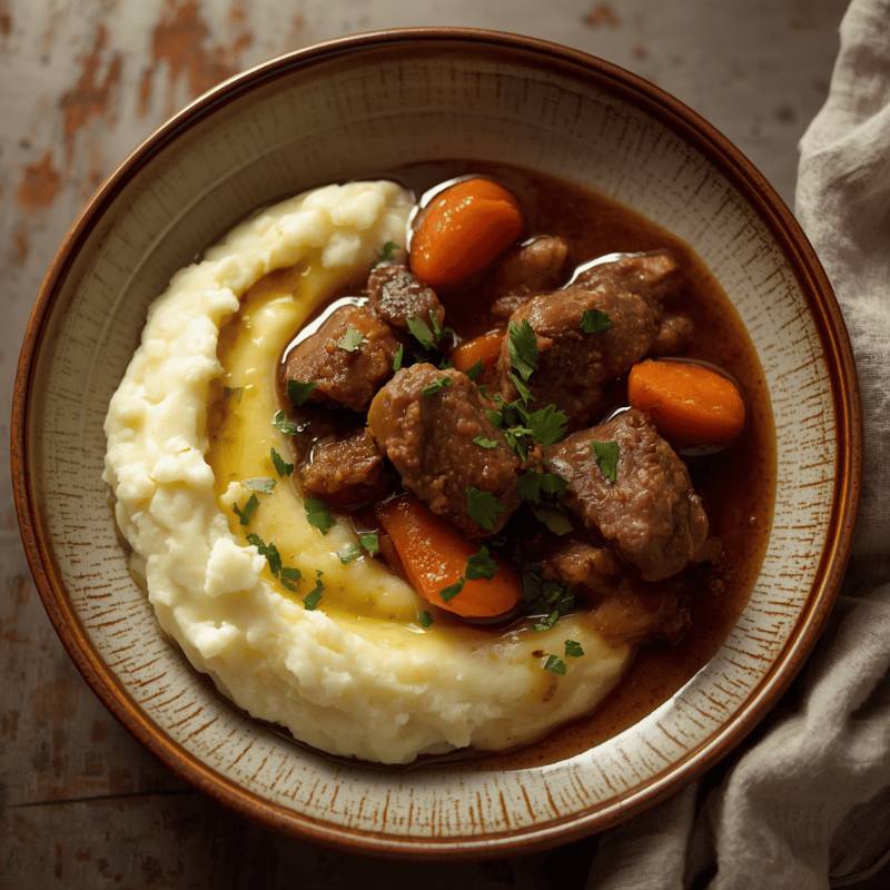 🥩 Romige Bloemkoolpuree Met Stoofvlees